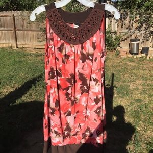 🦋 Wrapper Brown, Red & Pink Flowy Dress